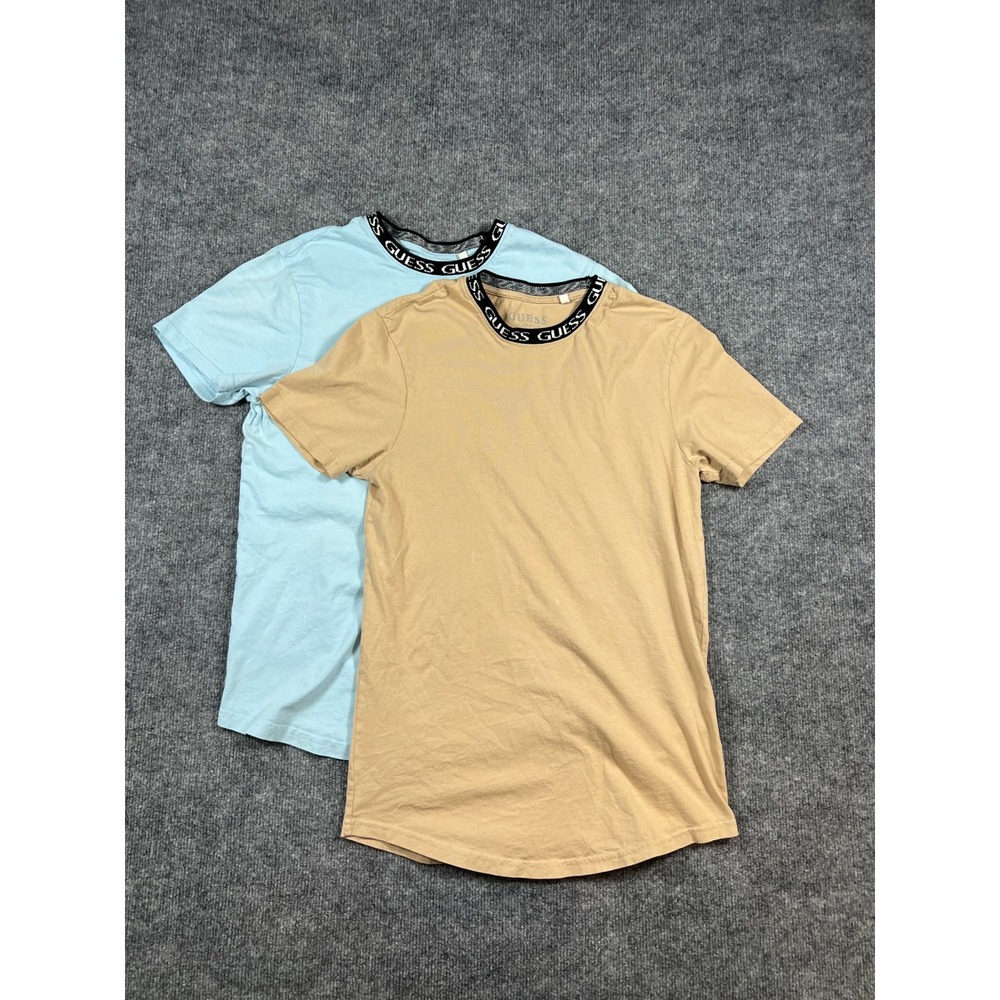 Set Of 2 Guess Ronnie Logo T Shirt Mens Small Multicolor Short Sleeve Curved Hem